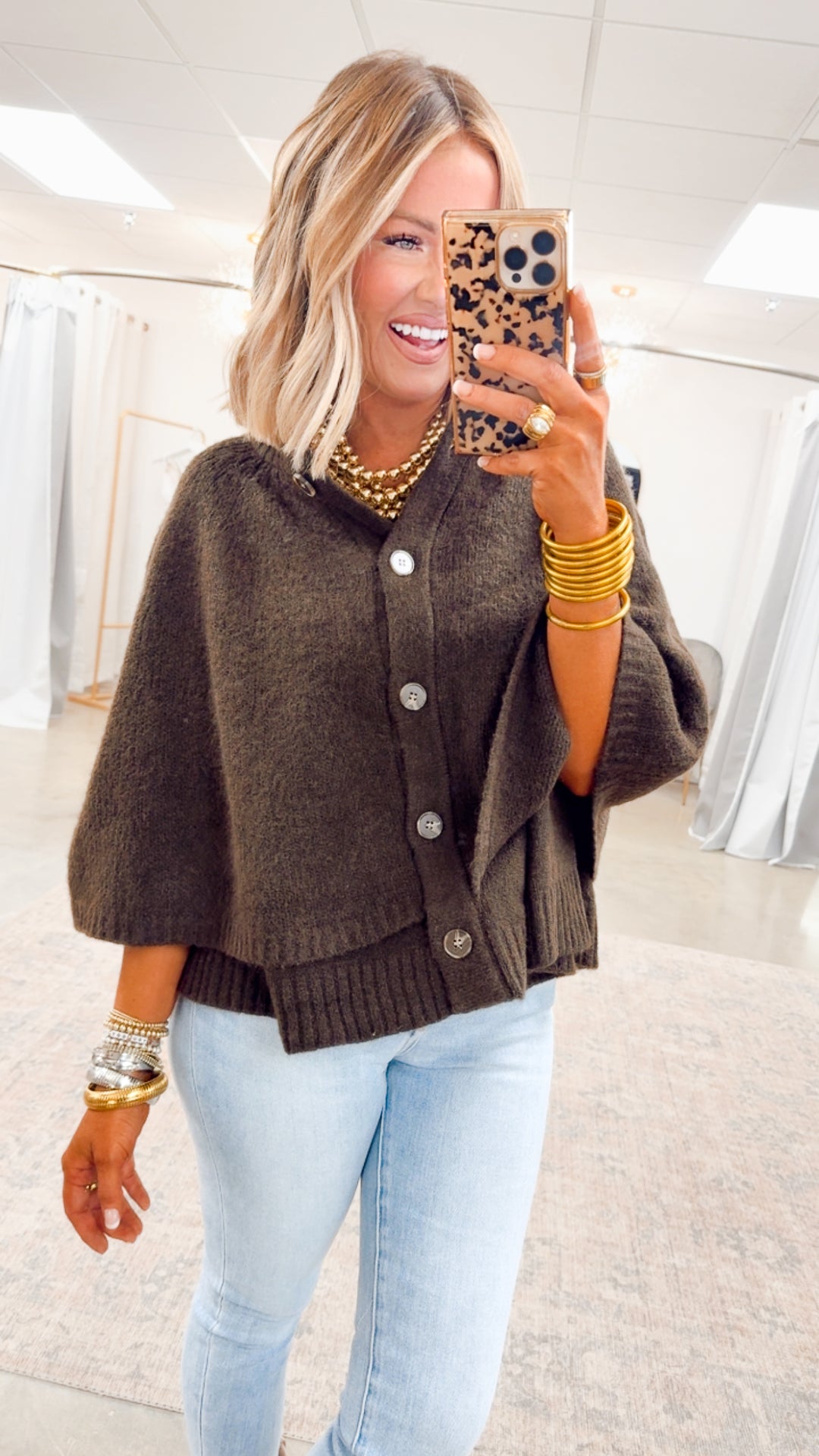 Sweater Cape Cardigan-Espresso