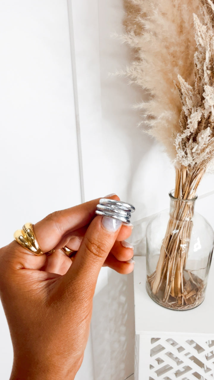 BudhaGirl Silver All Weather Rings (Set of 3)
