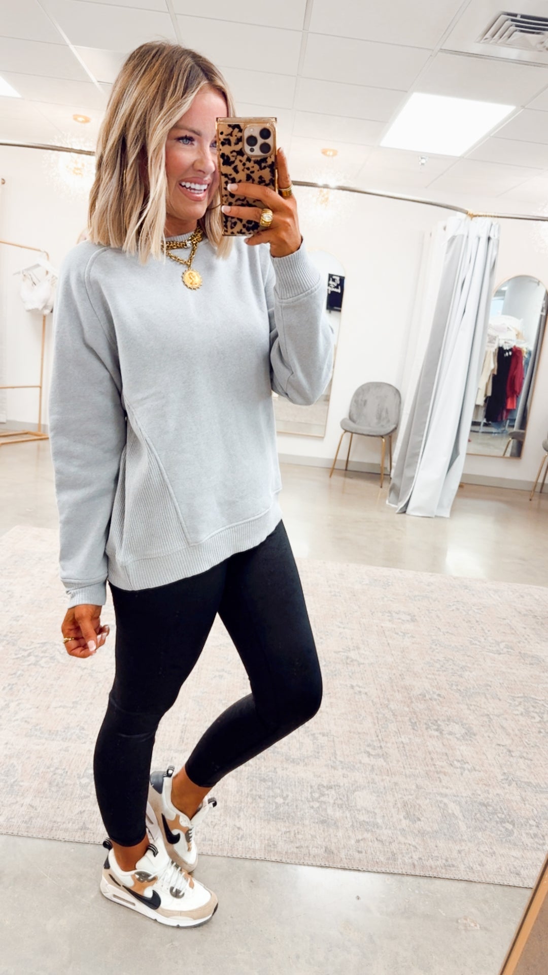 Grey Plush Raglan Sweatshirt