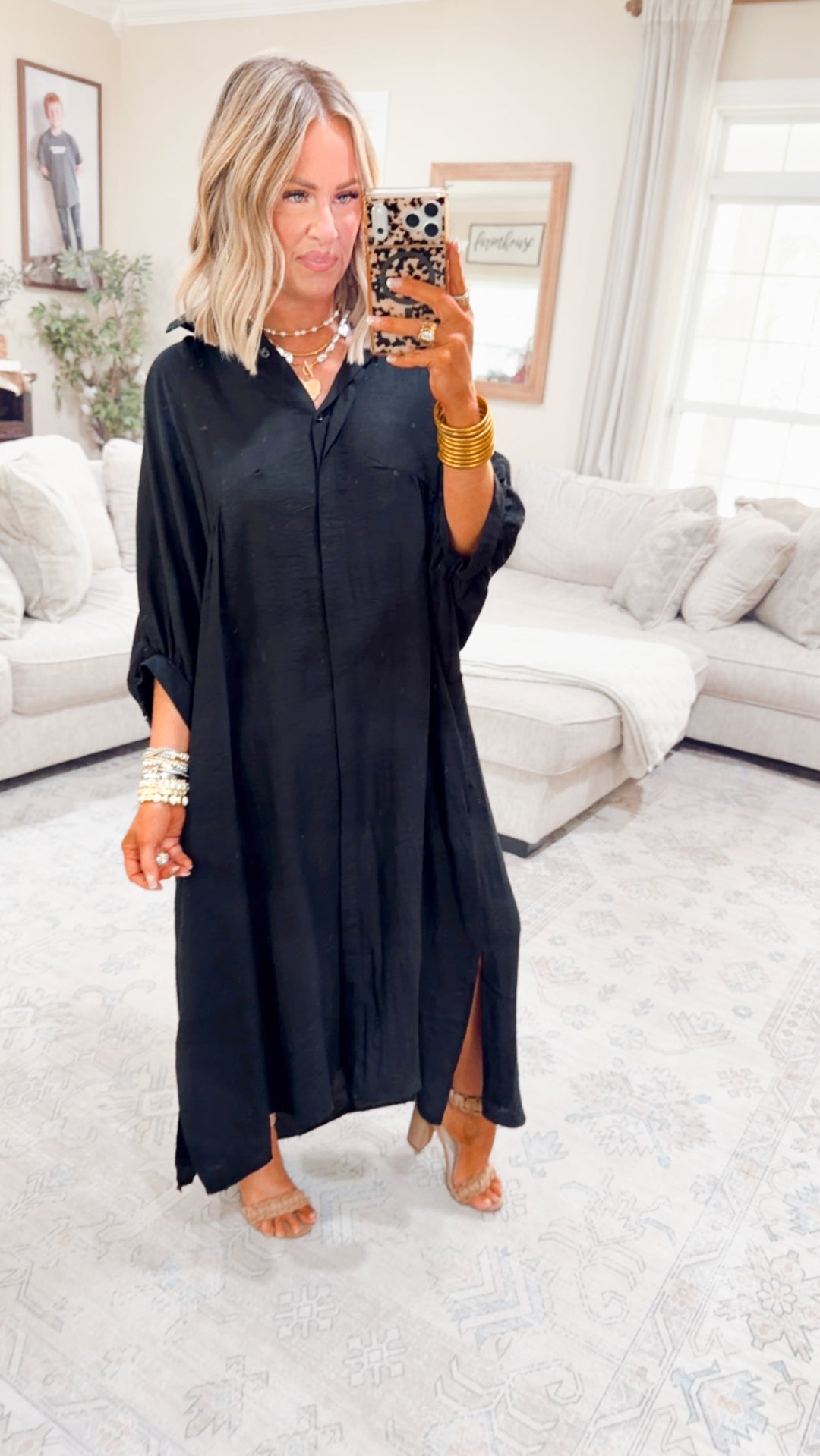 The Haven High-Low Shirt Dress-Black