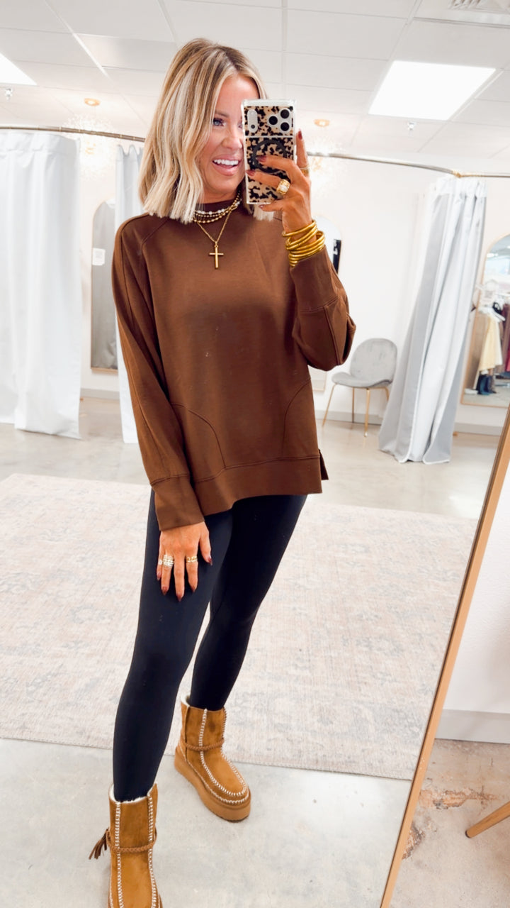 The Split Edge Pullover-Brown