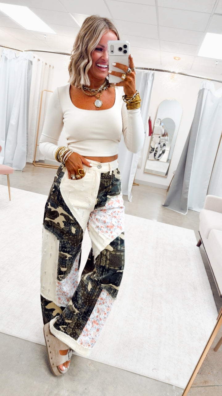The Bohemian Patchwork Pants-Camo