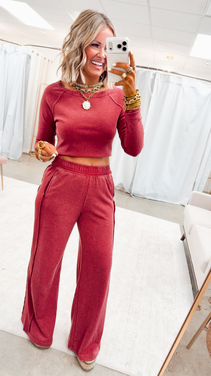 The Arabella Two Piece Set-Garnet