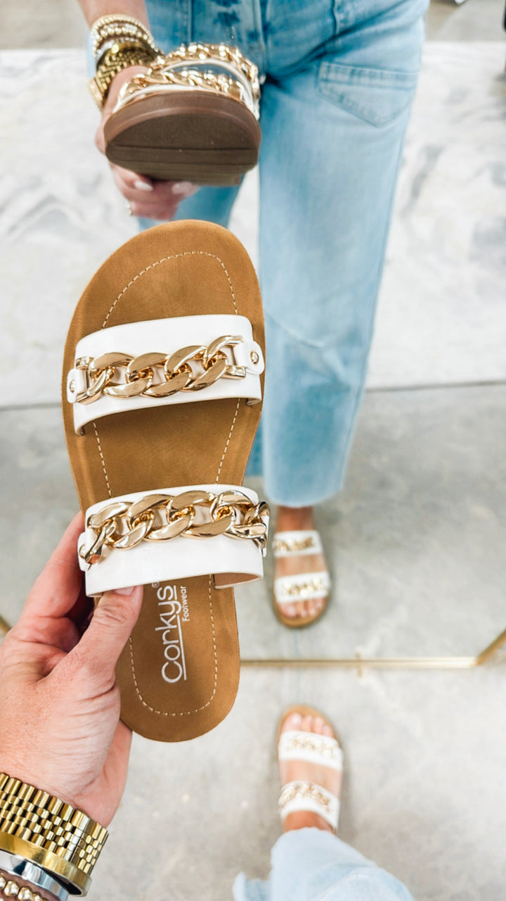 Corkys Seeing Double Sandal-Ivory