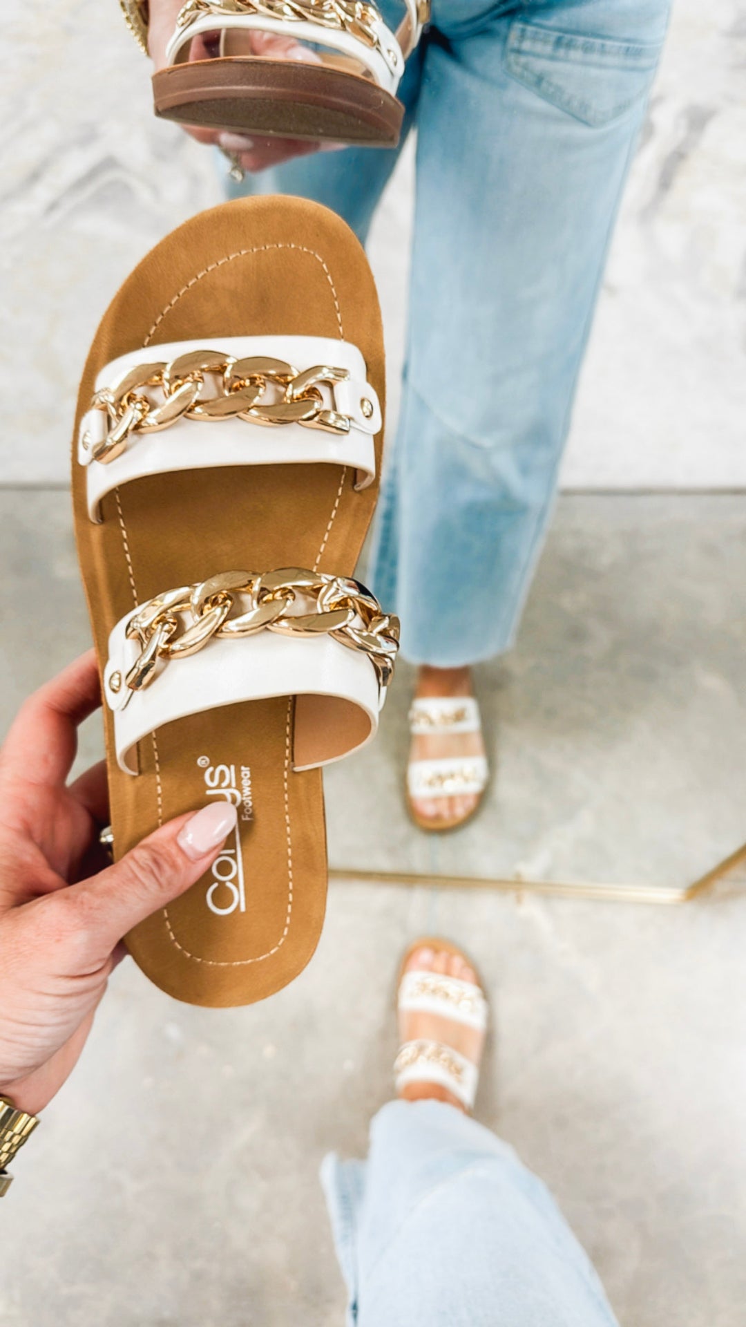 Corkys Seeing Double Sandal-Ivory