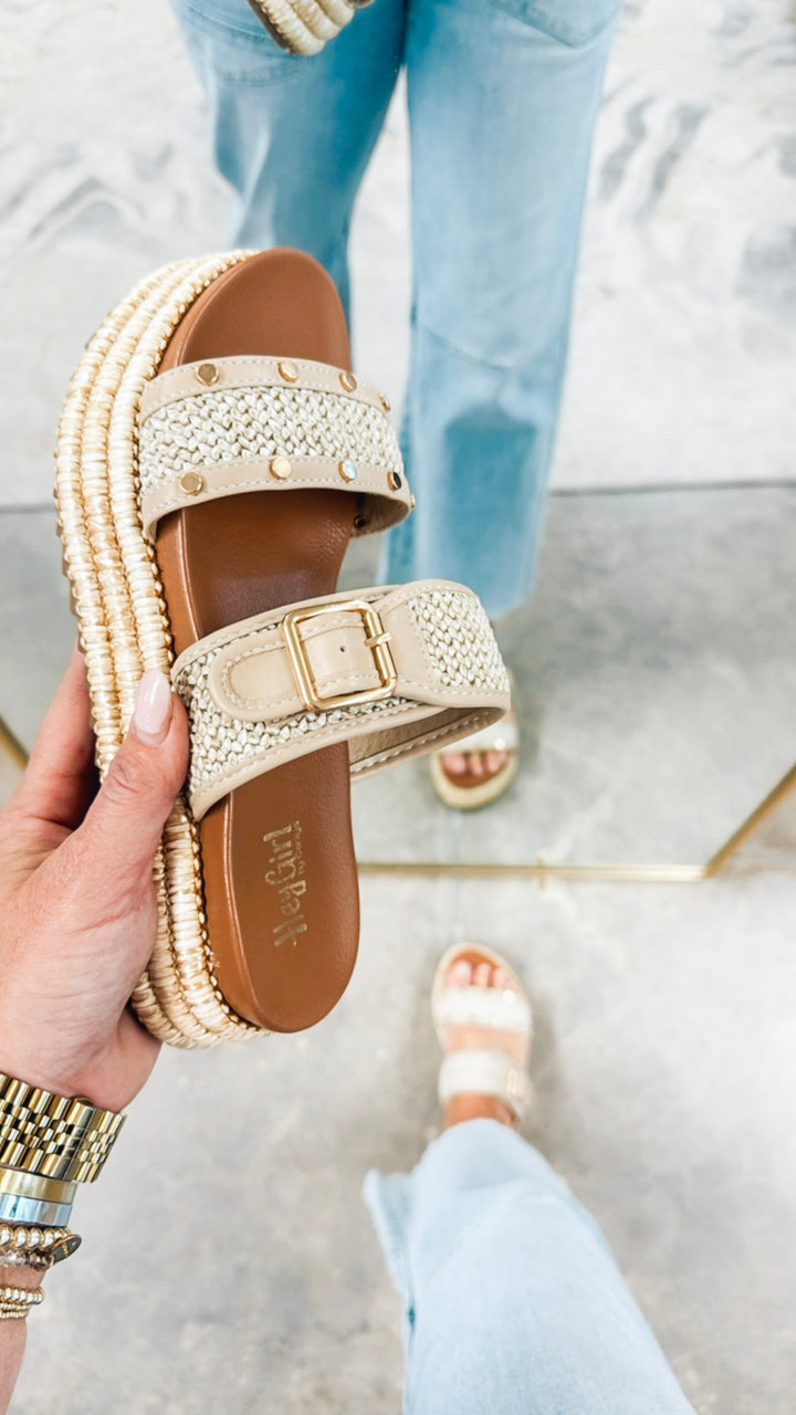 Corkys Walk Of Shame Platform Sandal-Natural Raffia