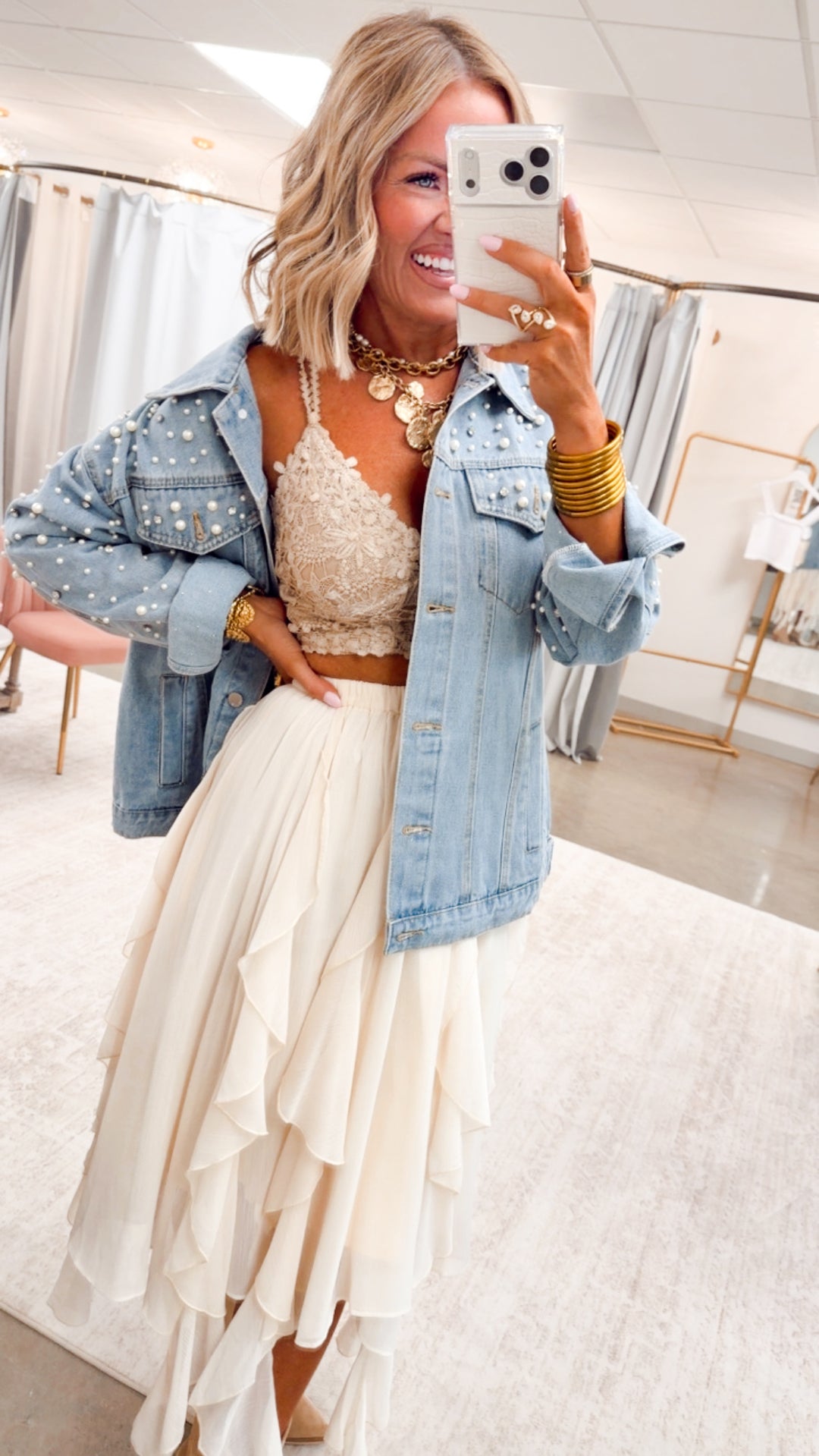 The Cascade Drape Skirt-Whipped Cream