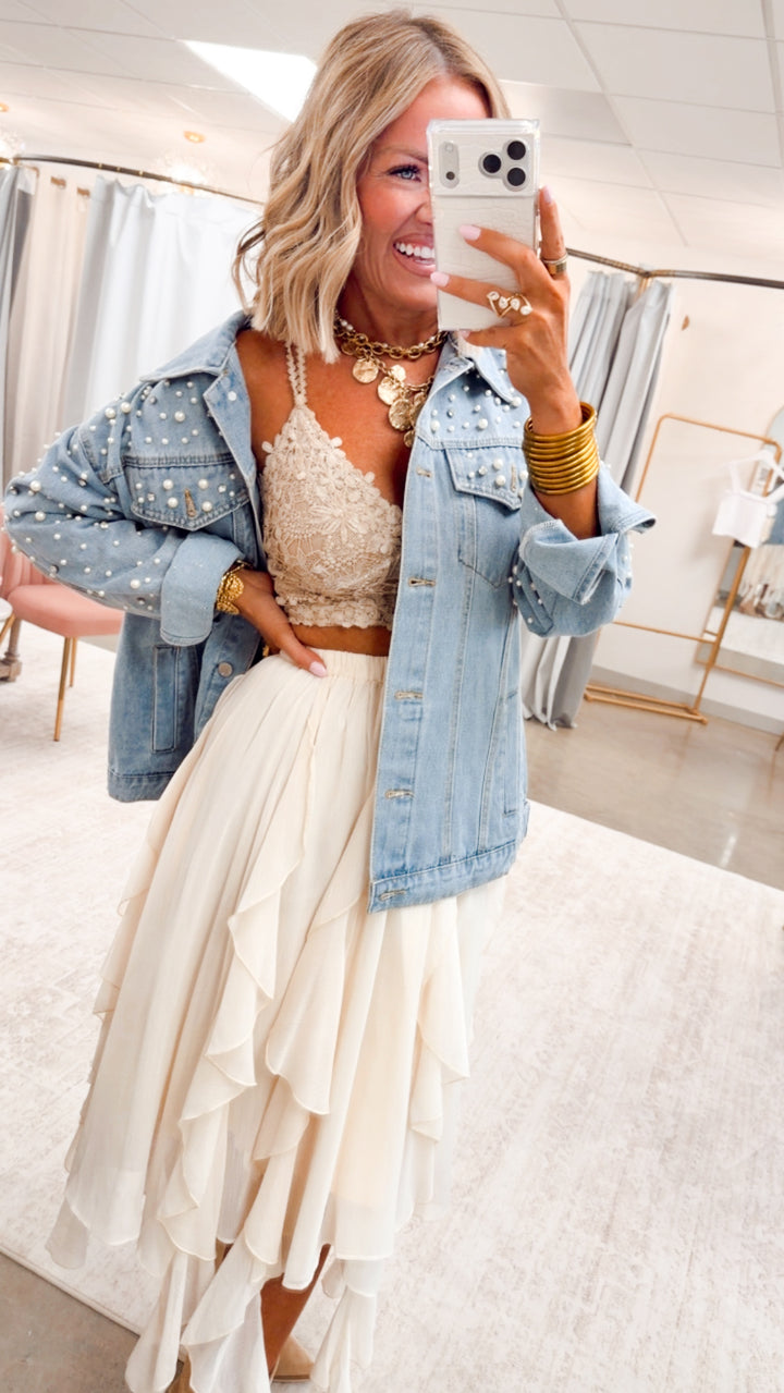 The Cascade Drape Skirt-Whipped Cream