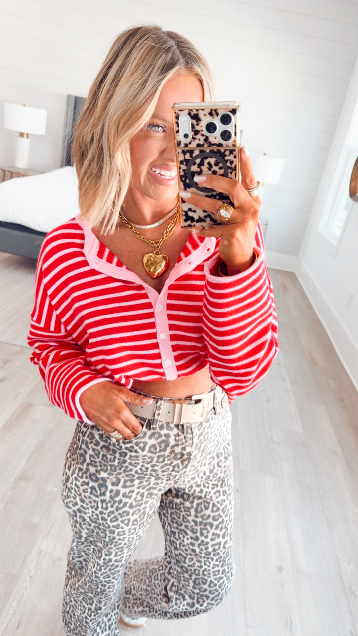 The Blush Hour Cardigan Top-Pink/Red