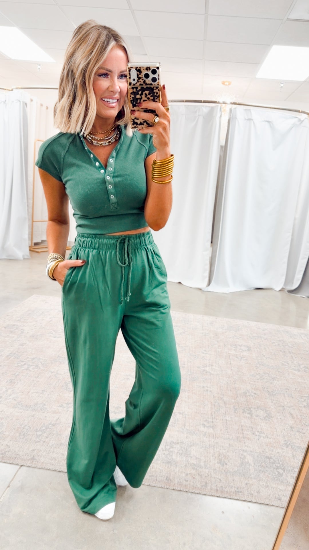 Evie Raglan Top & Pant Set-Hunter Green