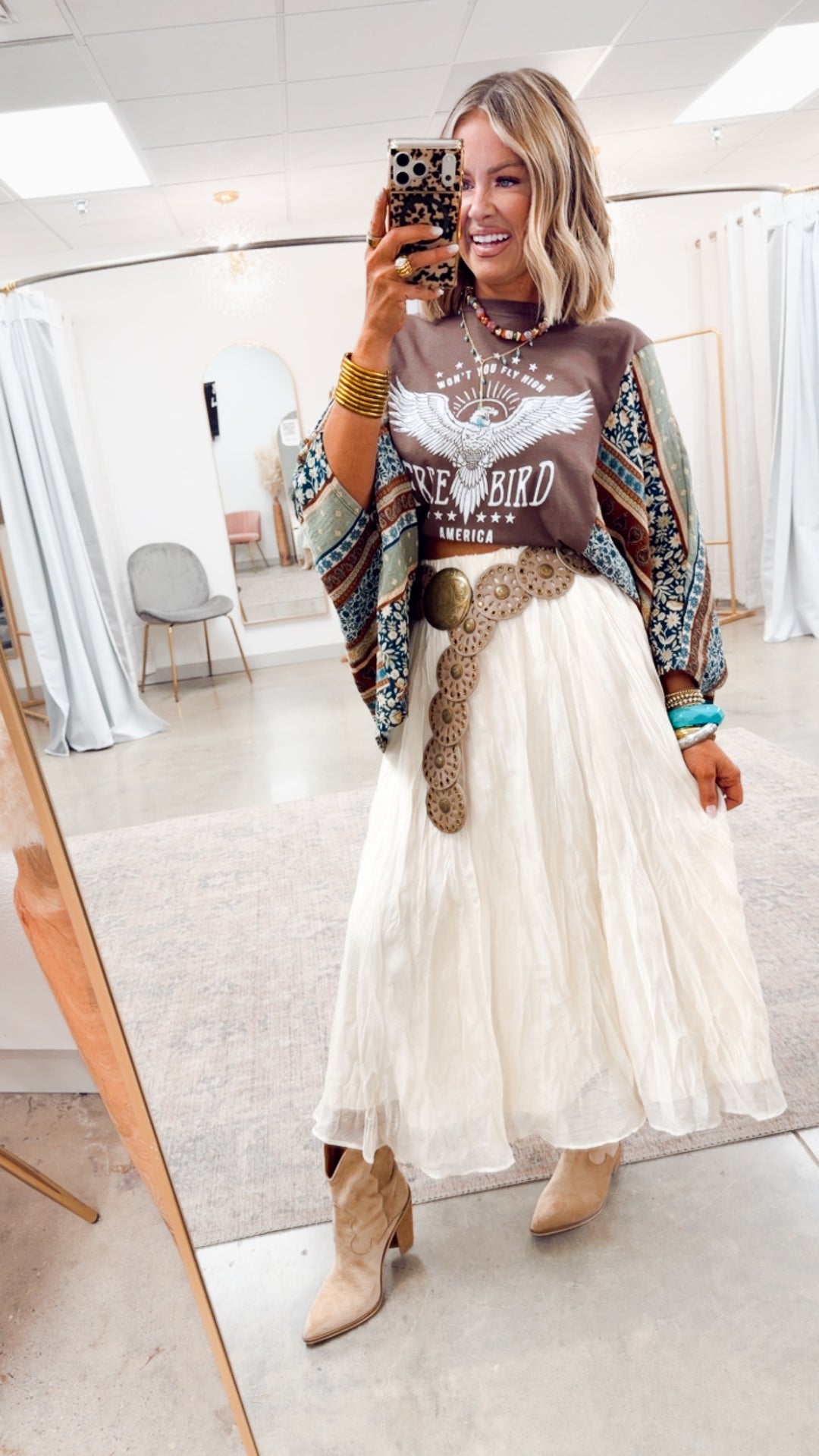 The Mandala Eyelet Disc Belt- Taupe