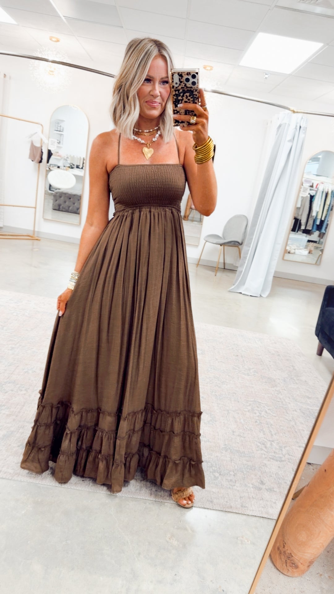 The Lila Halter Maxi Dress-Chocolate Large