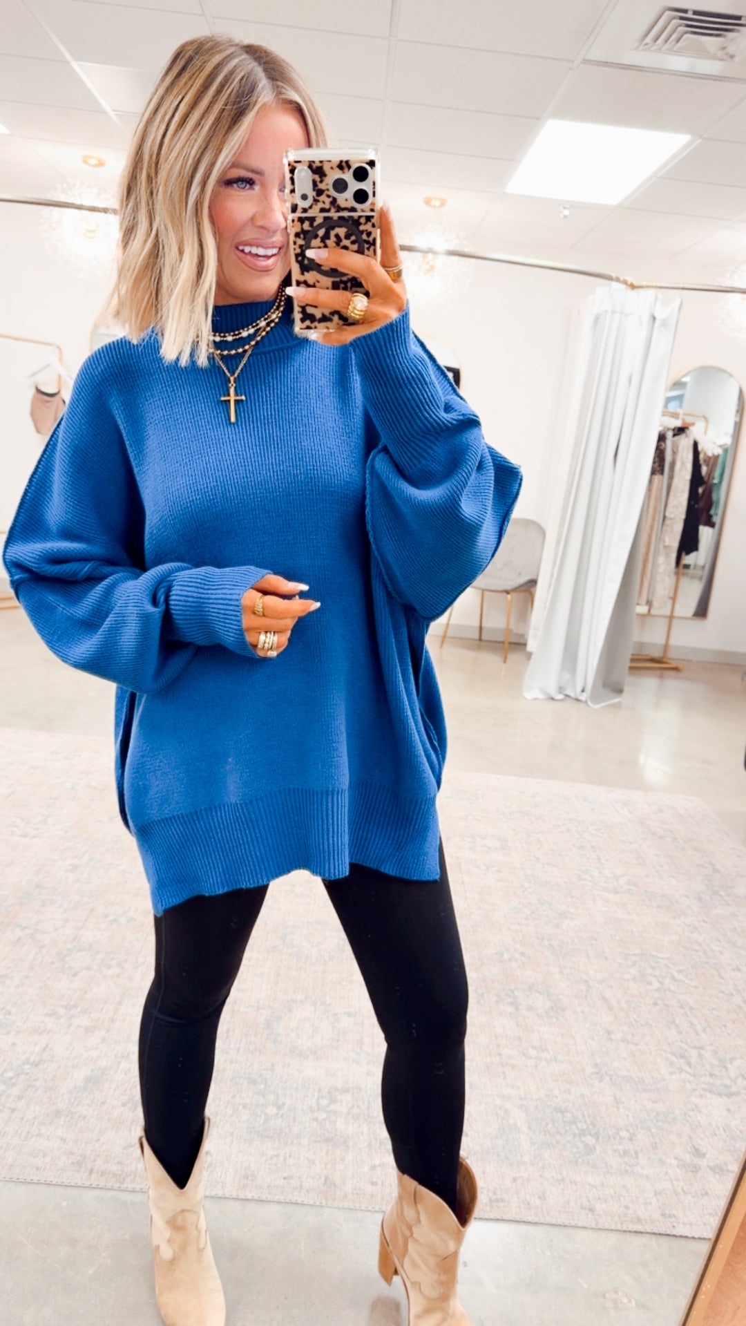 Classic Blue Chill Mock Neck Sweater