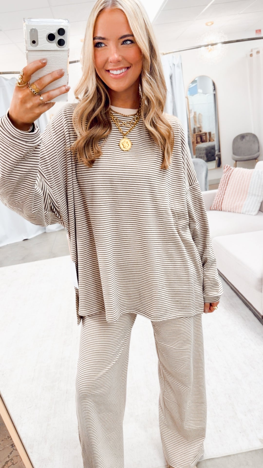 The Levi Striped Top-Almond