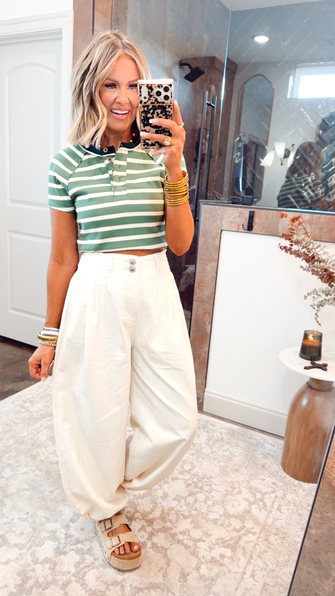 Sage Stripe Top