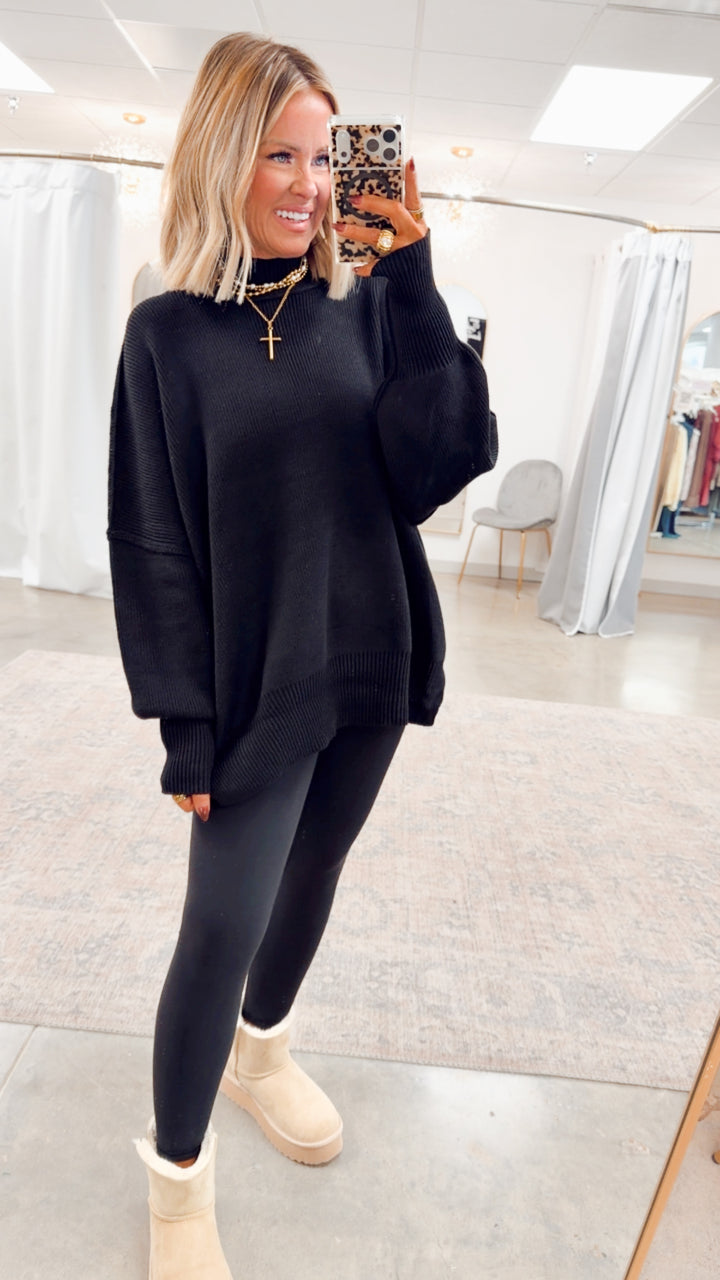 Black Chill Mock Neck Sweater