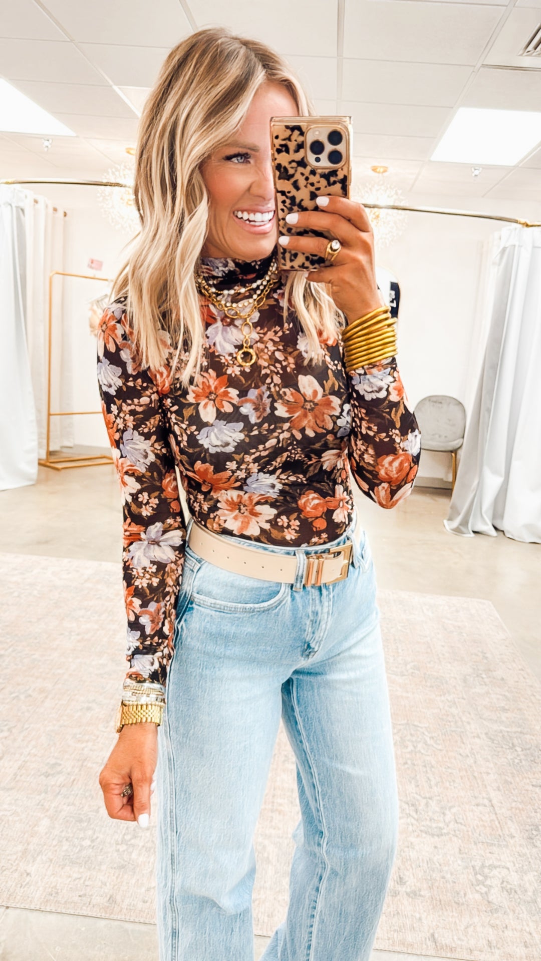 Poppy Mock Neck Mesh Top