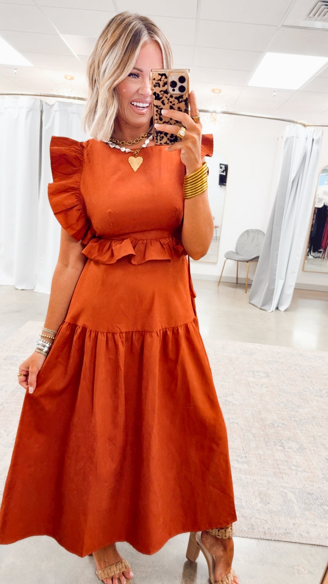 Vivienne Backless Dress-Rust