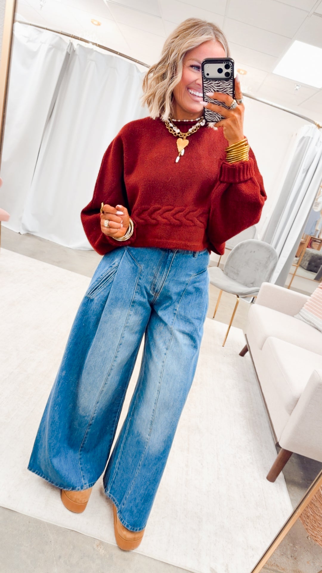 The Beckham Pleated Wide Leg Jean-Light Denim