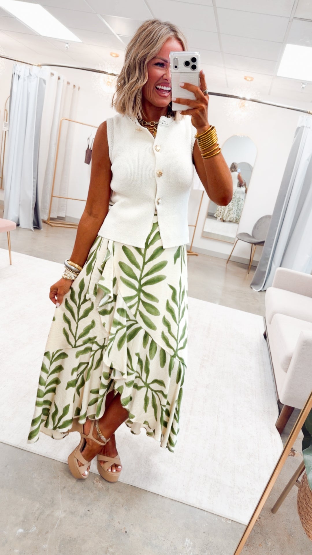 Olive Fern Maxi Skirt