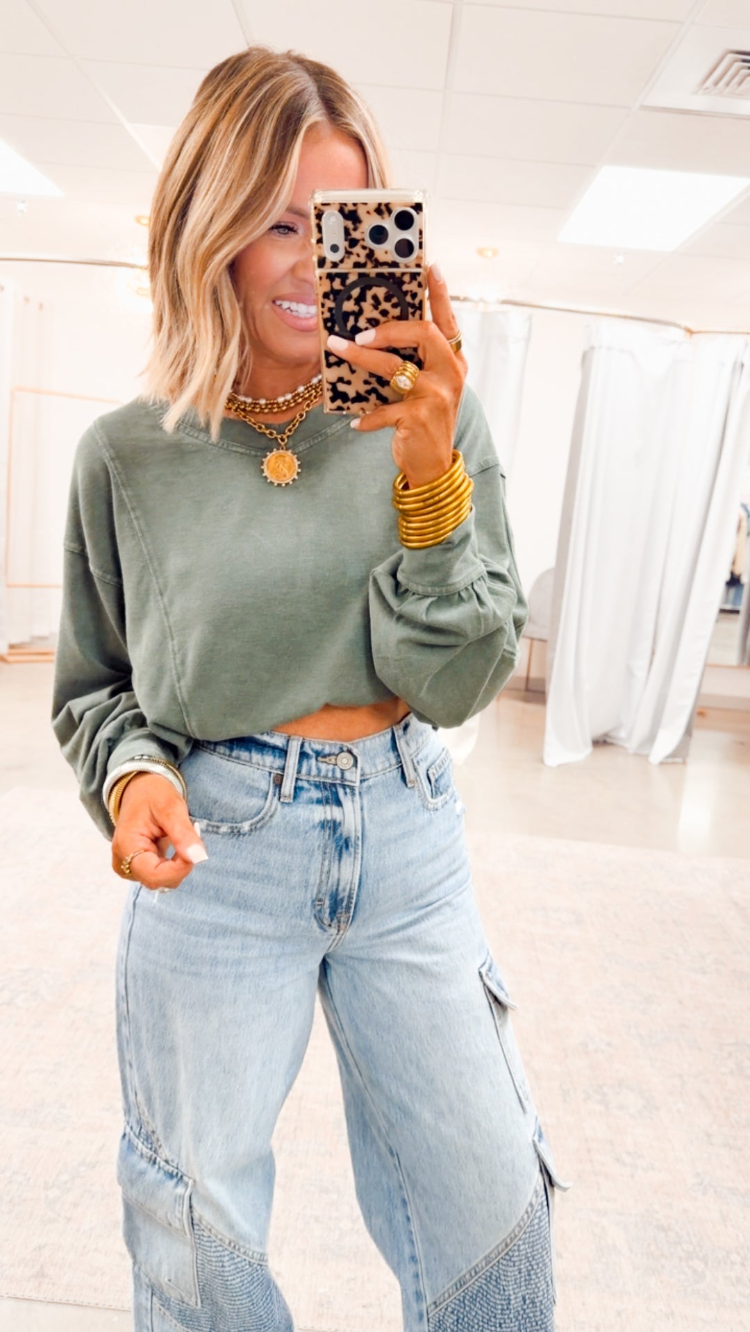 Claire Long Sleeve Top-Regency Green