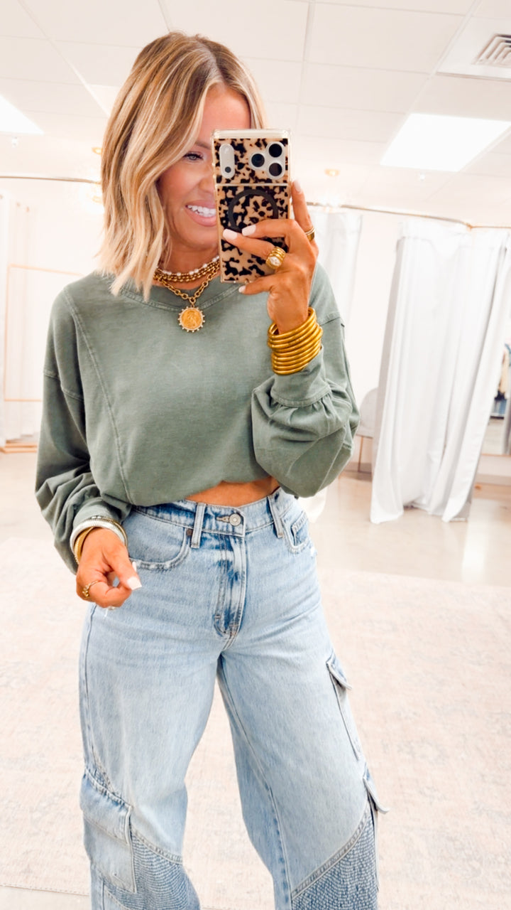 Claire Long Sleeve Top-Regency Green