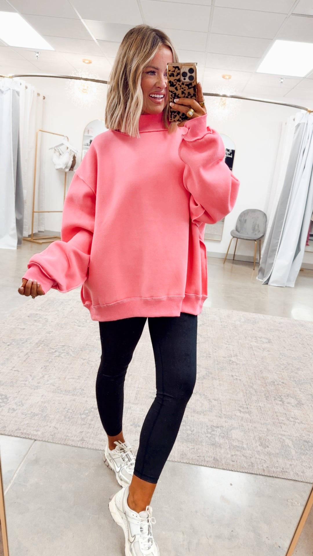 Pink Reversible Mock Neck Sweatshirt