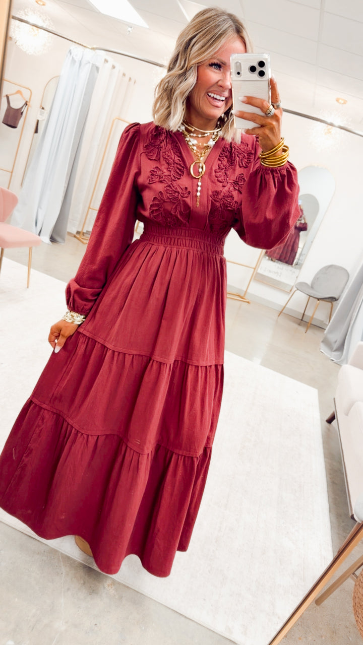 The Maison Bloom Maxi-Burgundy