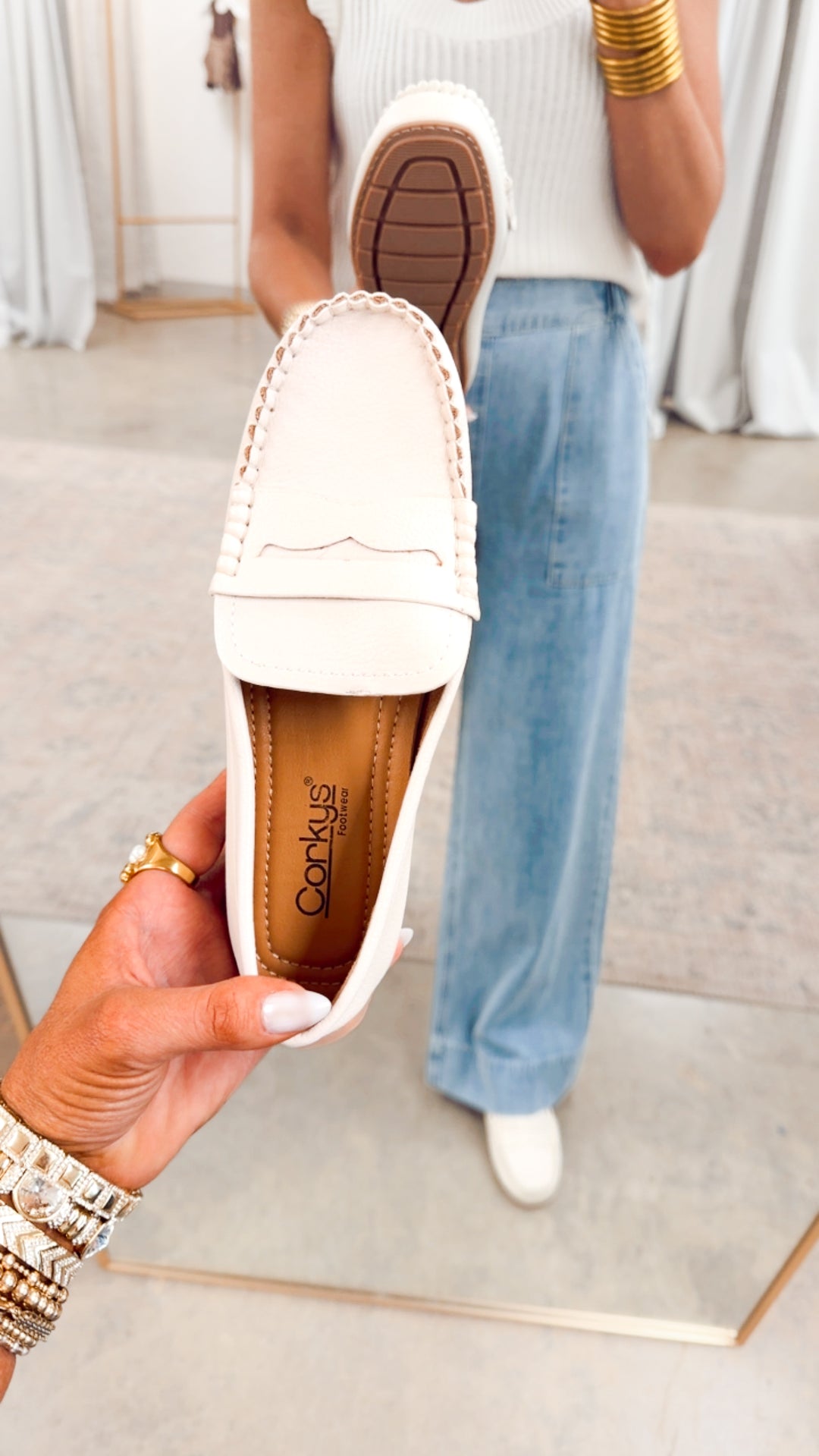 Corkys Penny For Your Thoughts Loafers-Ivory Pebble