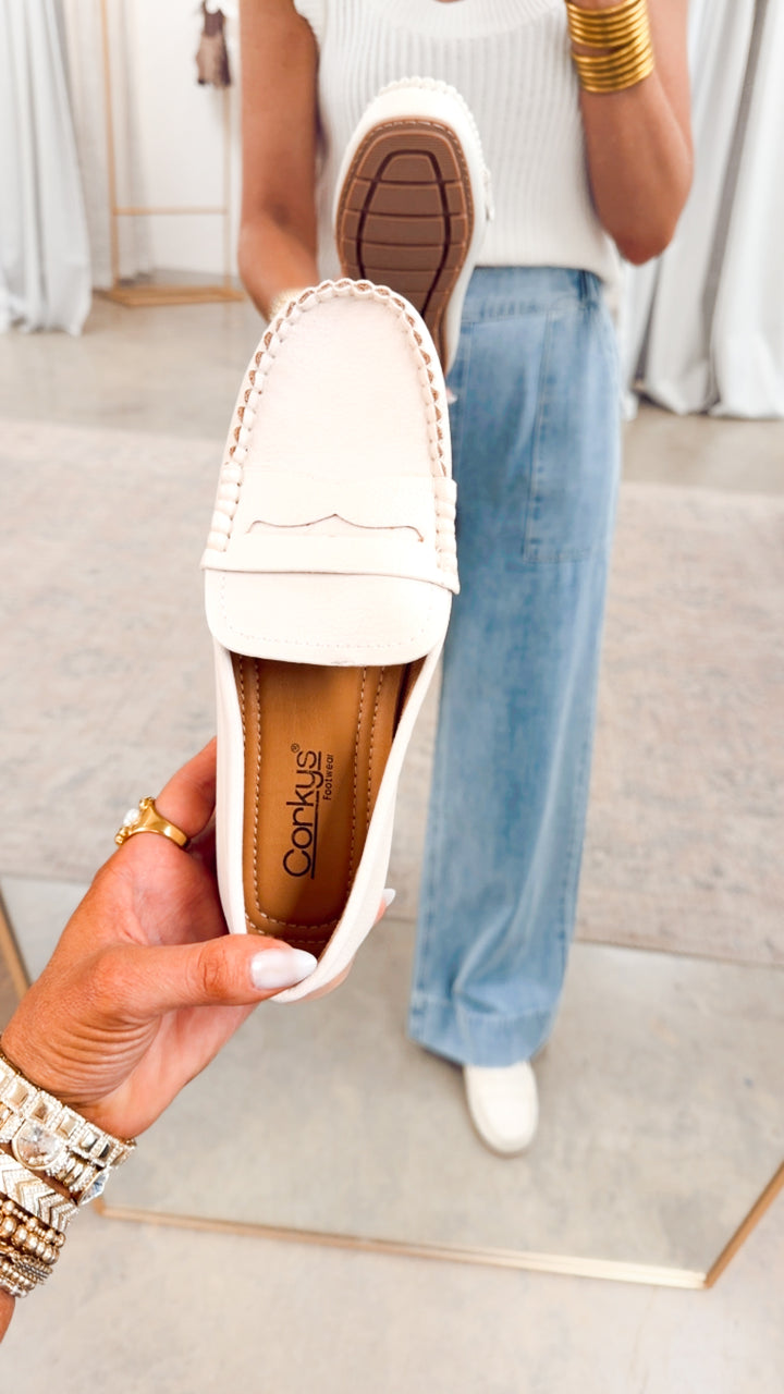 Corkys Penny For Your Thoughts Loafers-Ivory Pebble