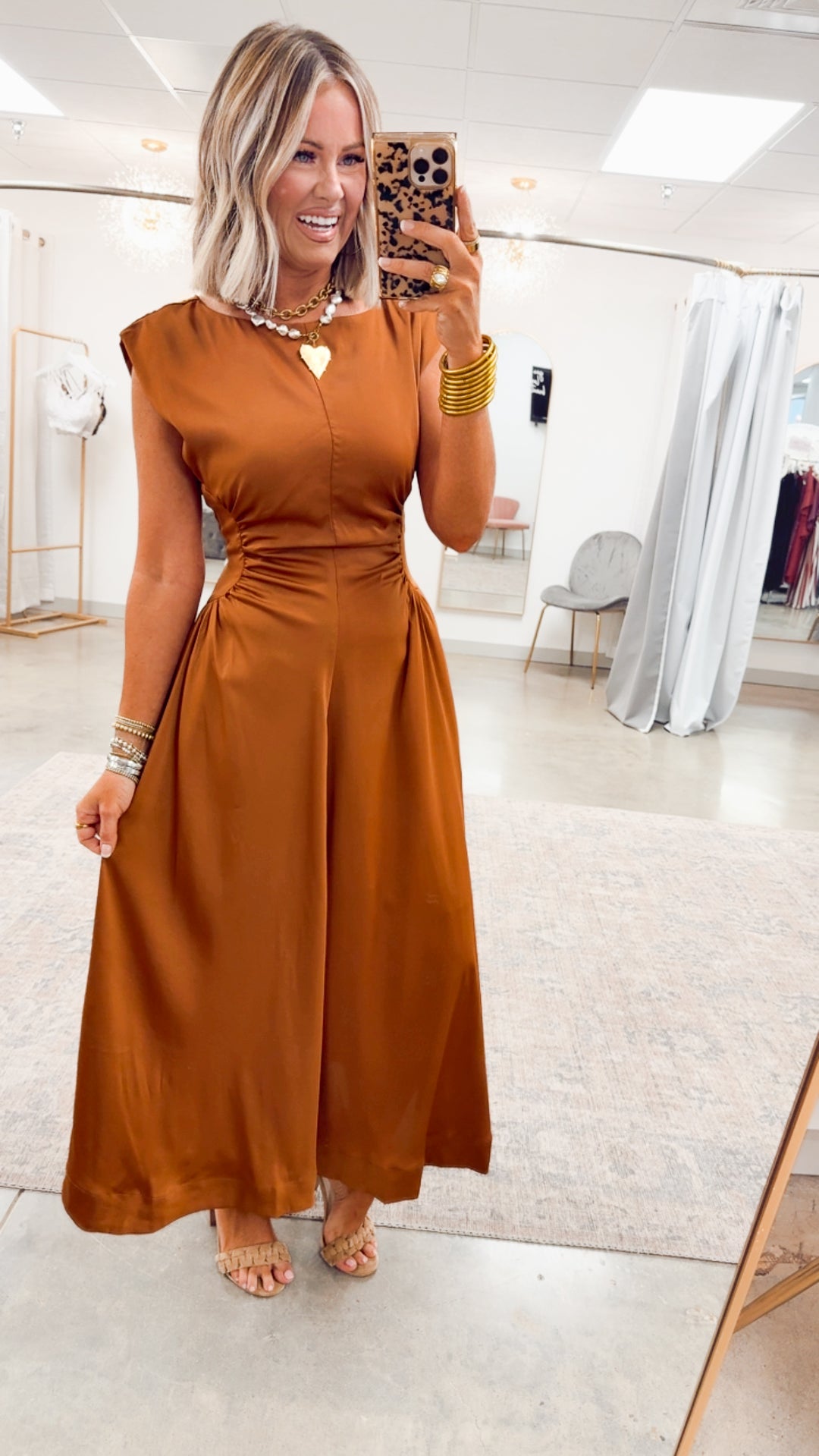 The Luminara Satin Midi-Terracotta