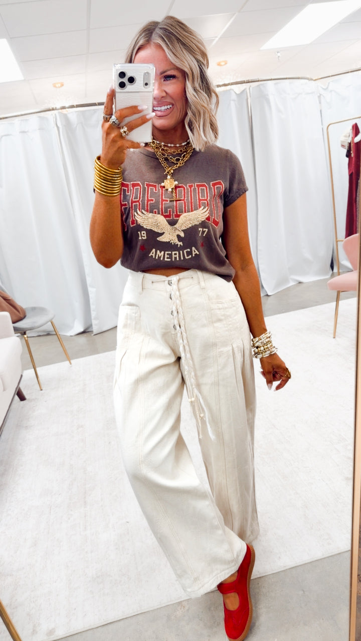 Free Bird America 1977 Crop Tee-Espresso