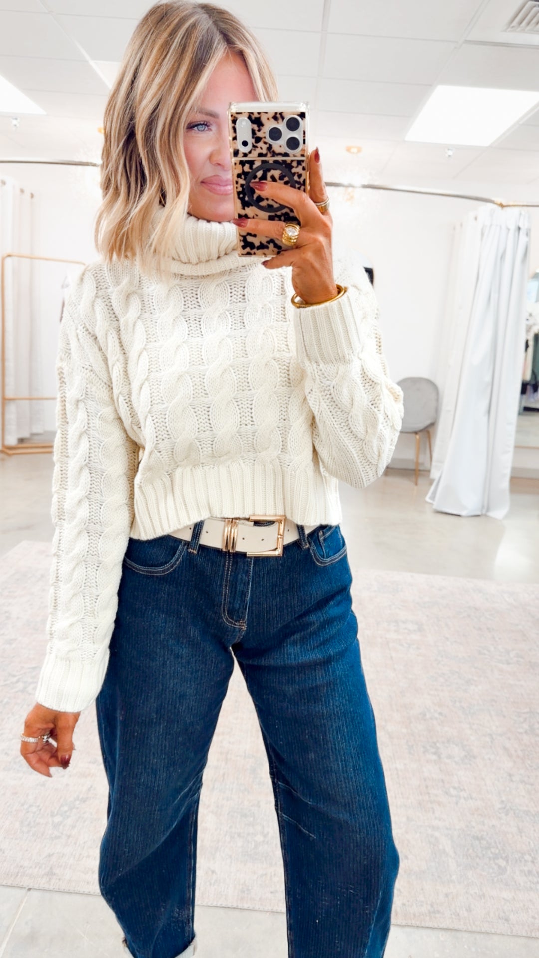 Isabella Turtle Neck Sweater-Cream