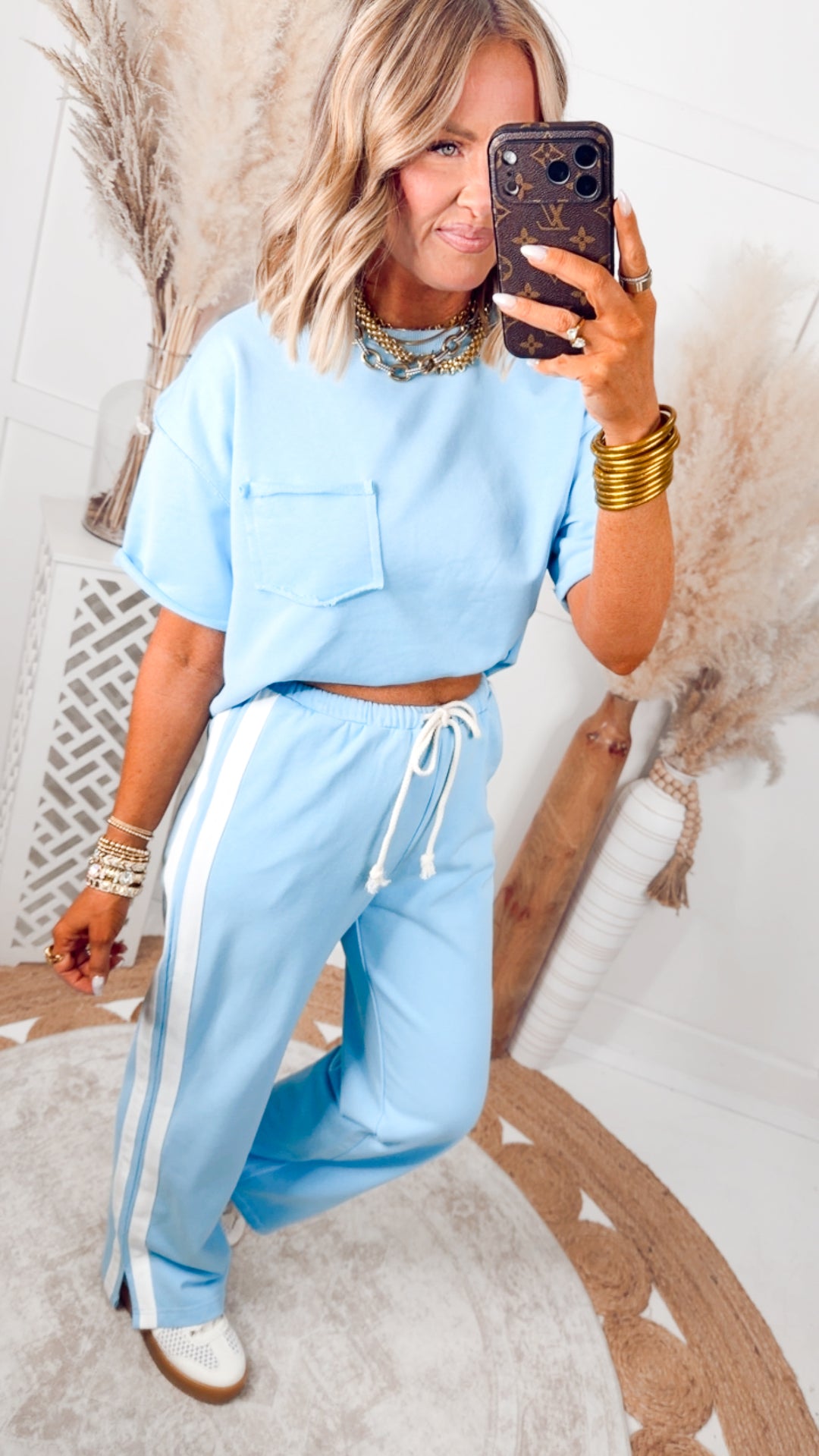 The Parker Side Stripe Set-Sky
