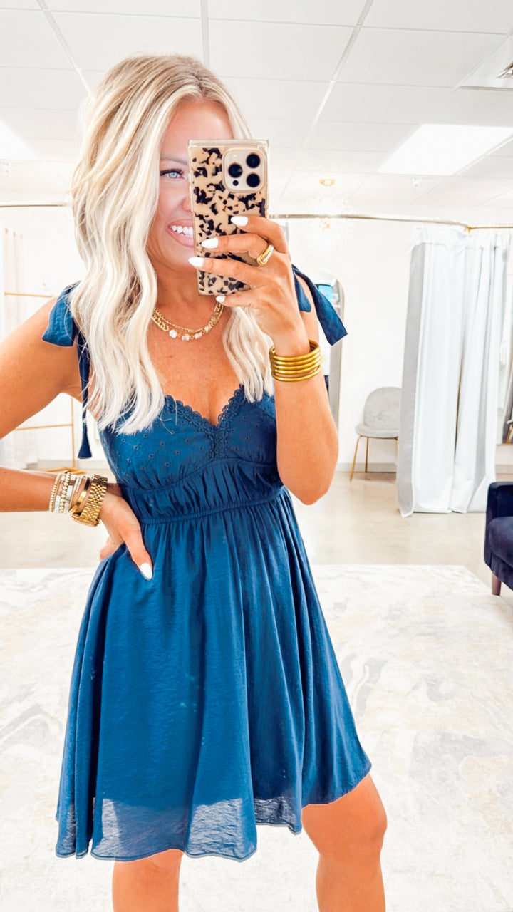 Cabana Days Mini Dress-Navy