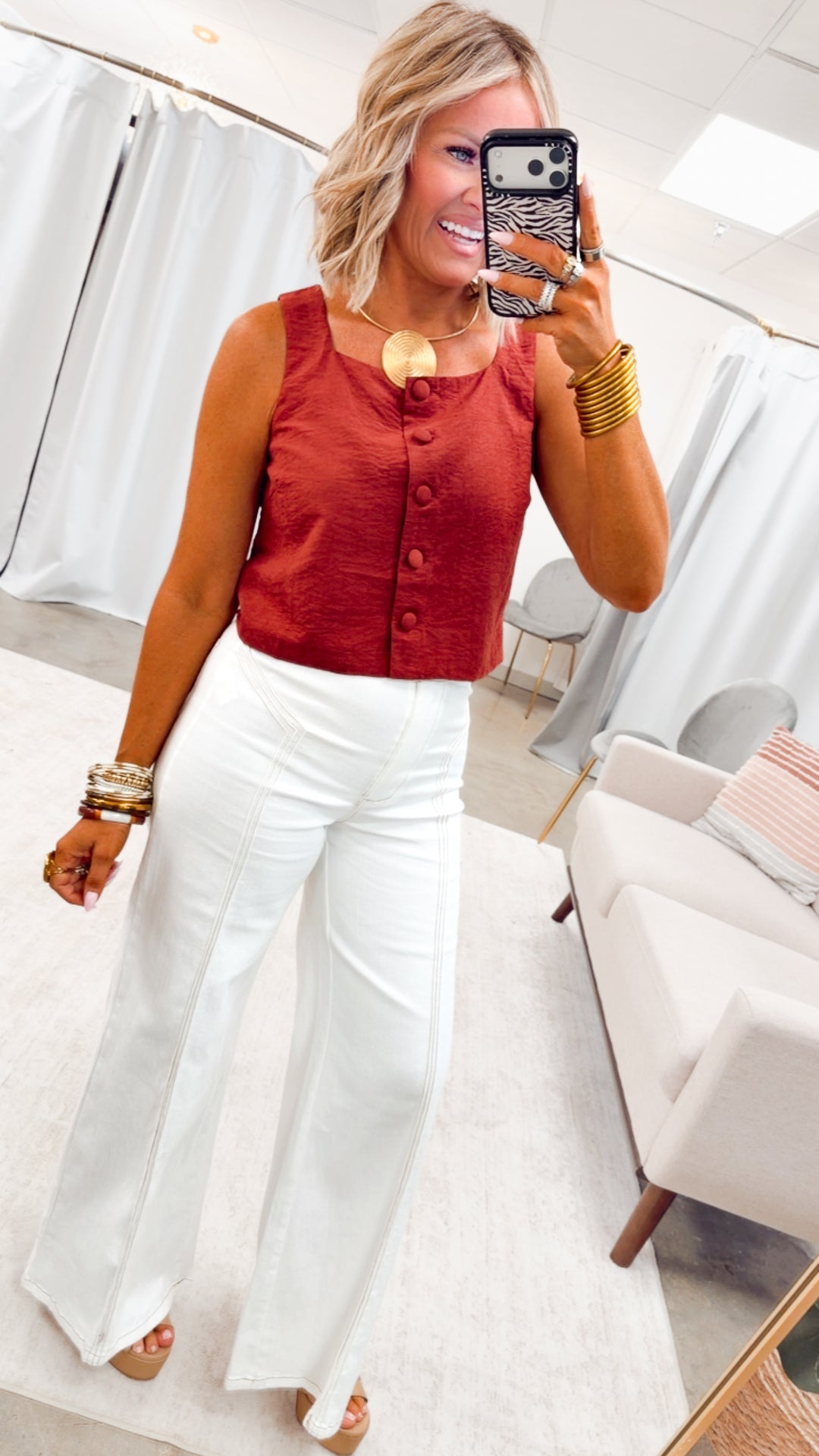 Katherine High Waisted Wide Leg Jean-Cream