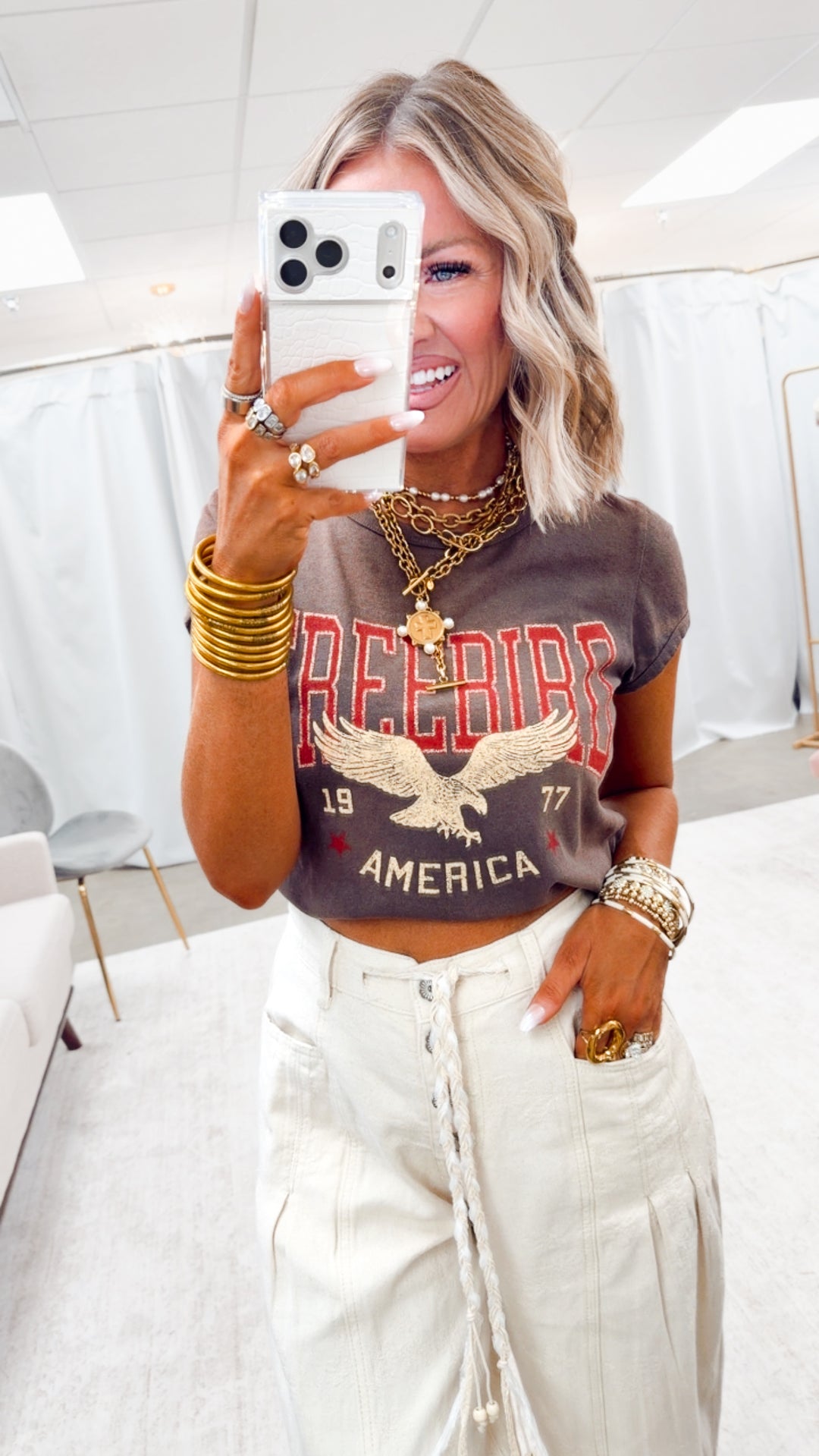 Free Bird America 1977 Crop Tee-Espresso