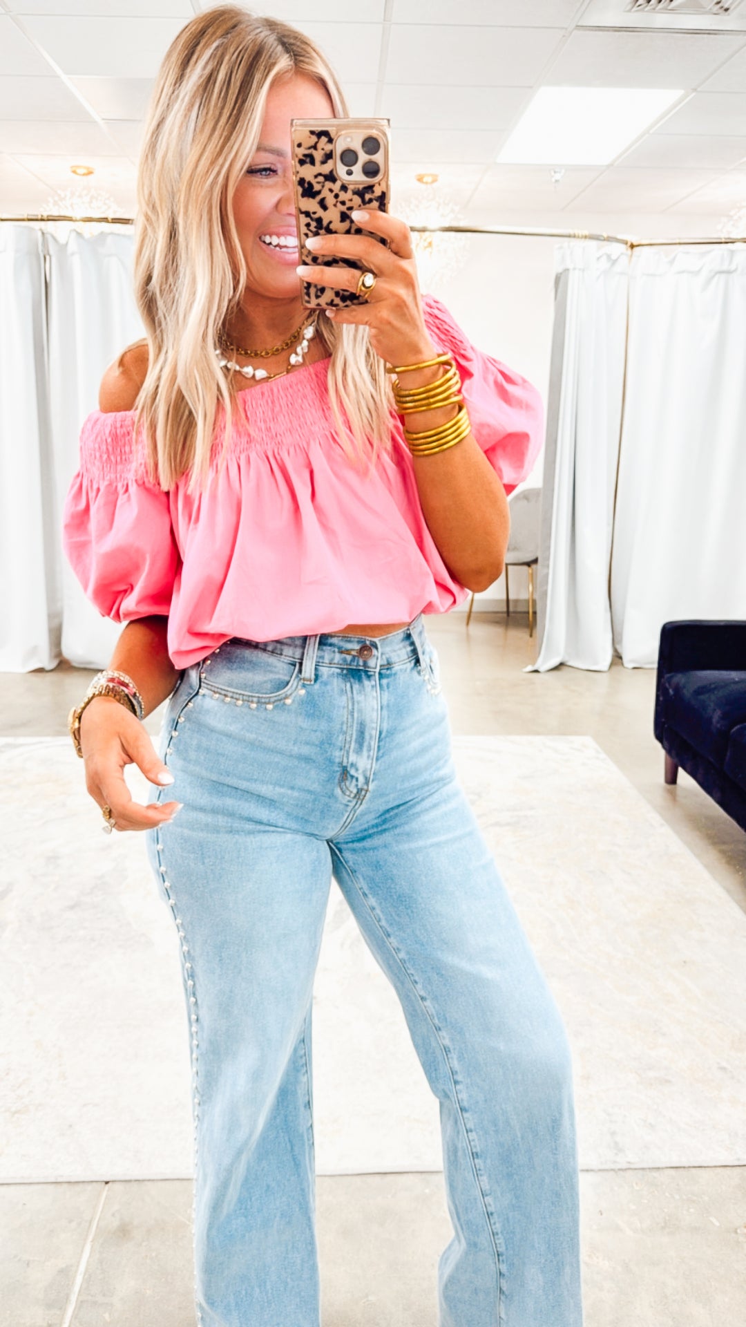Catalina Off-the-shoulder Blouse-Punch