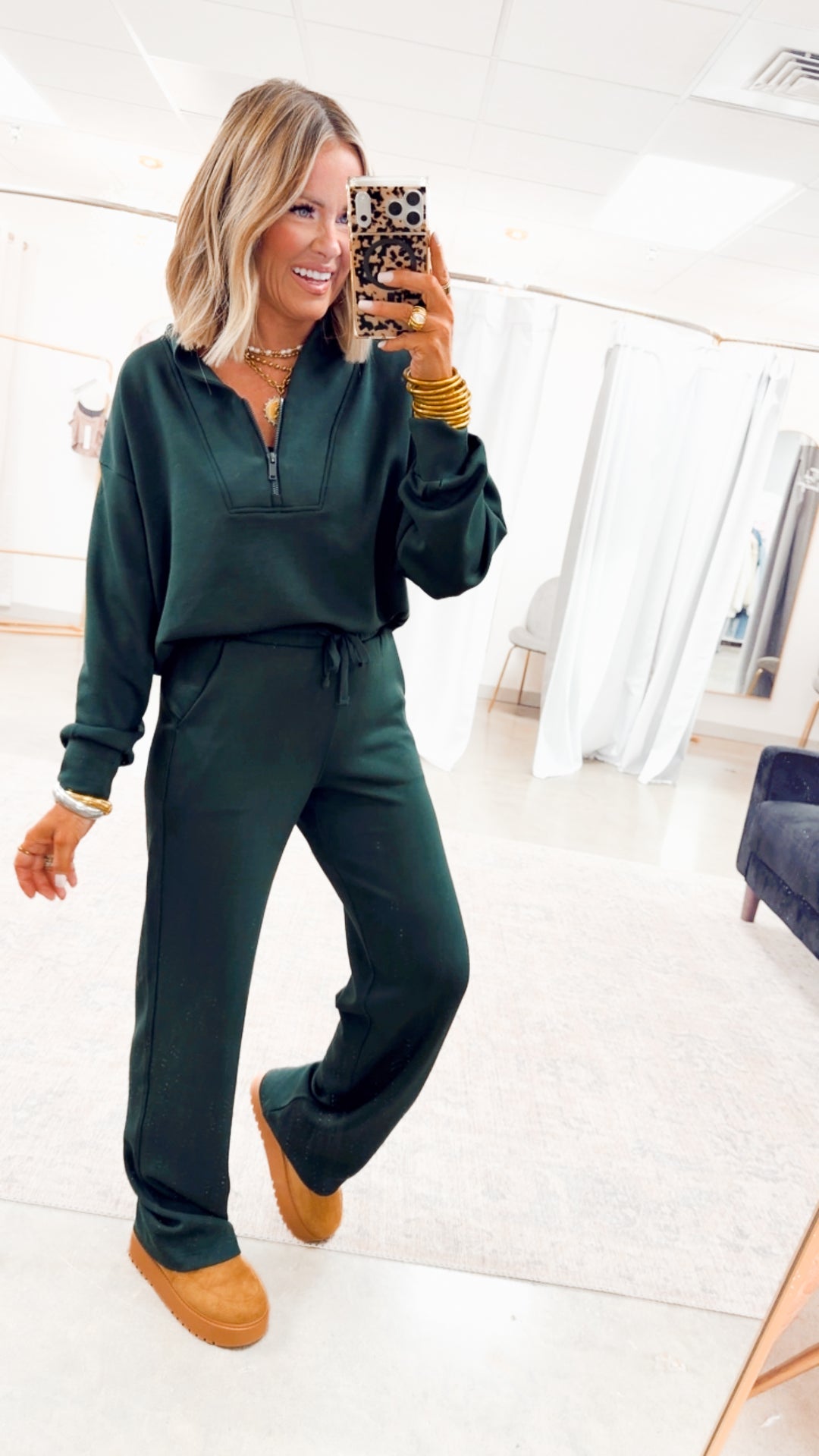 Smooth Form Half Zip Jacket-Regency Green