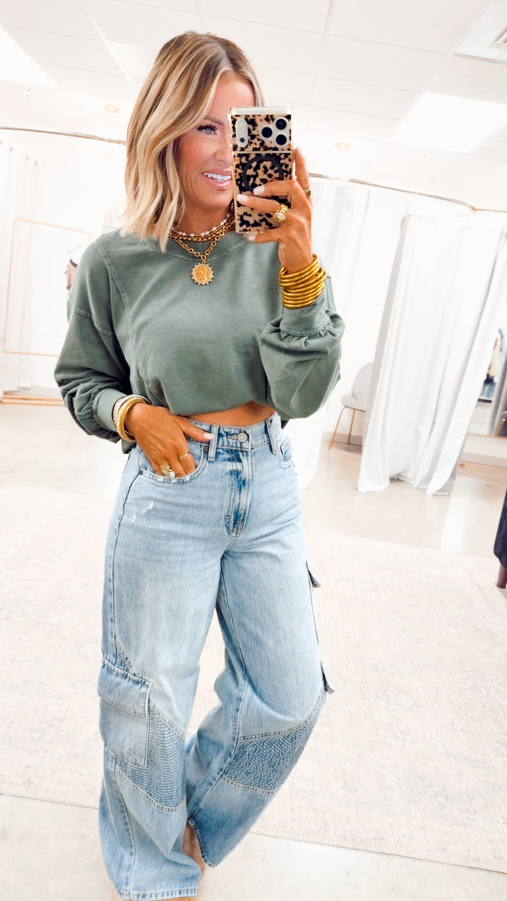 Claire Long Sleeve Top-Regency Green