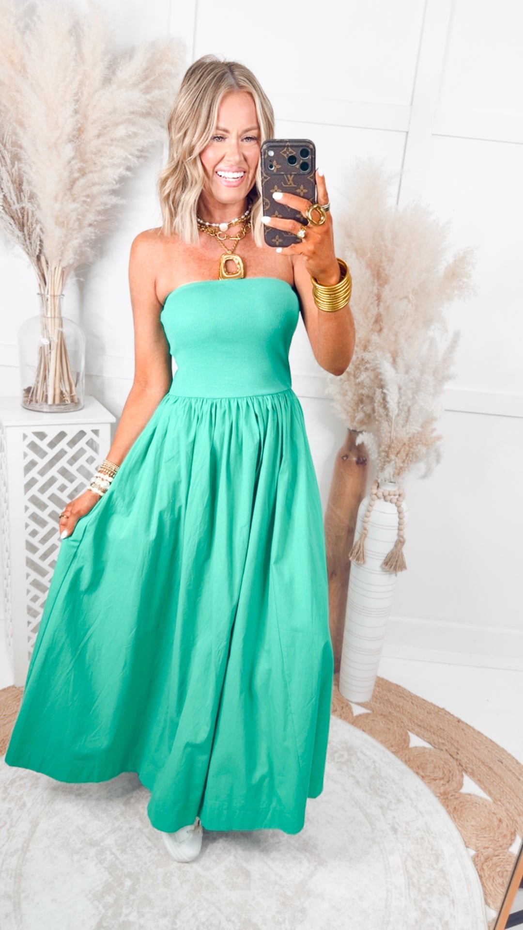 The Tidal Breeze Midi Dress-Green