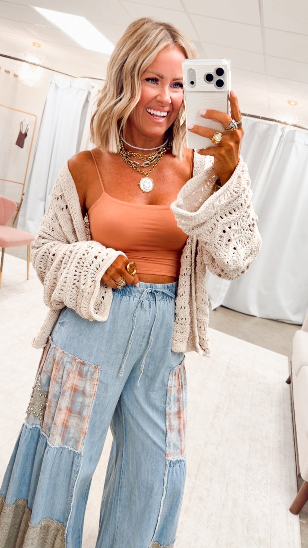 Cropped Spaghetti Tank-Papaya