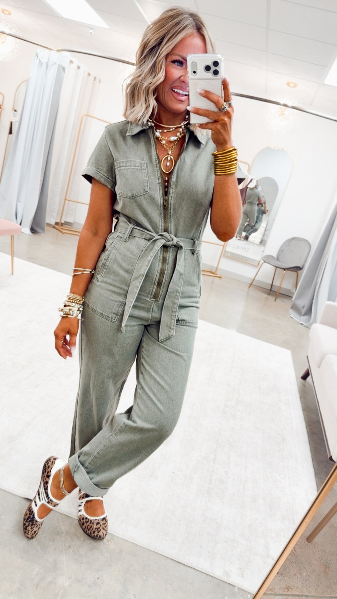 The Maverick Denim Jumpsuit-Olive