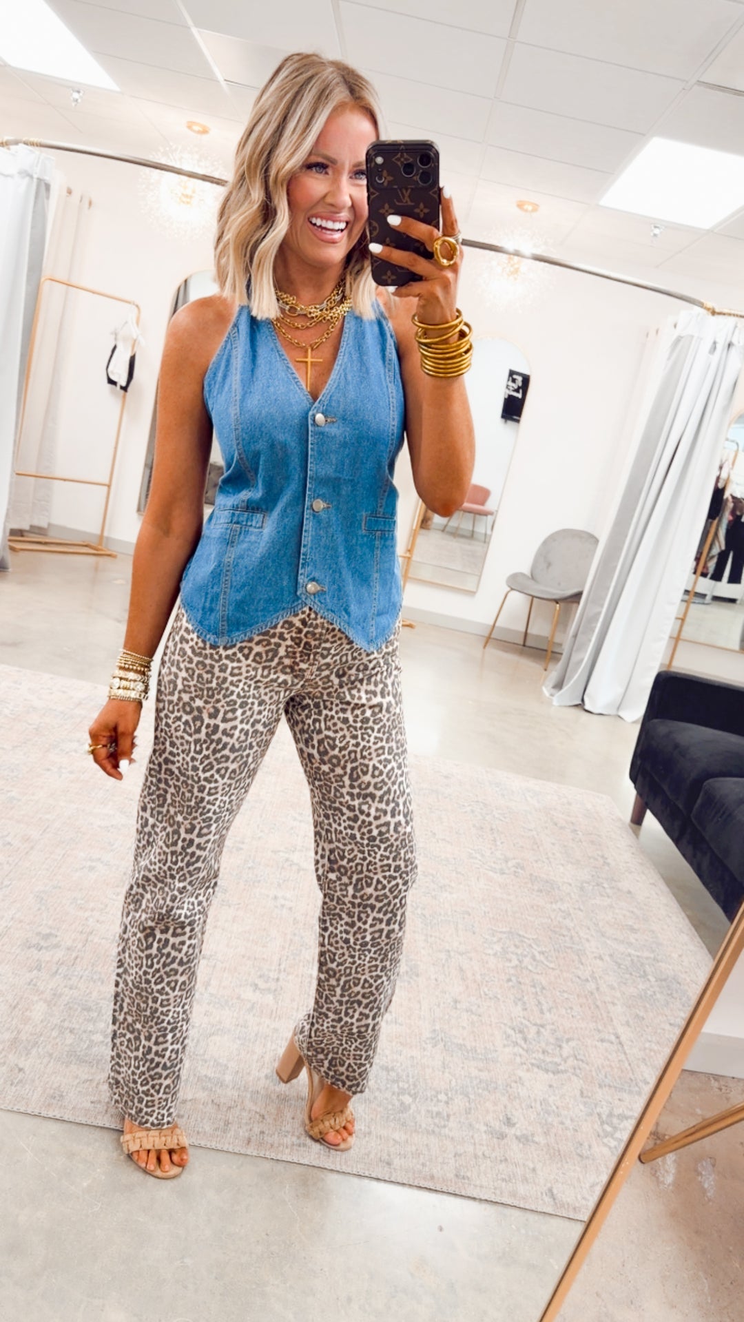 The Axis Tie Denim Vest-Medium