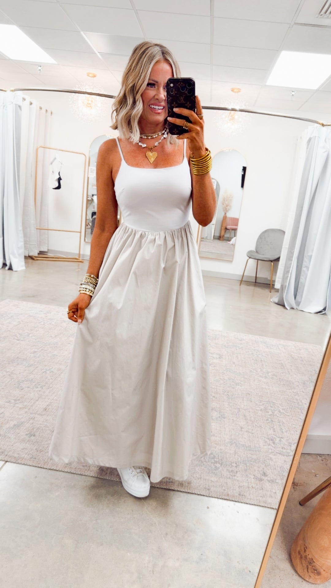 Everyday Elegance Midi Dress-Stone