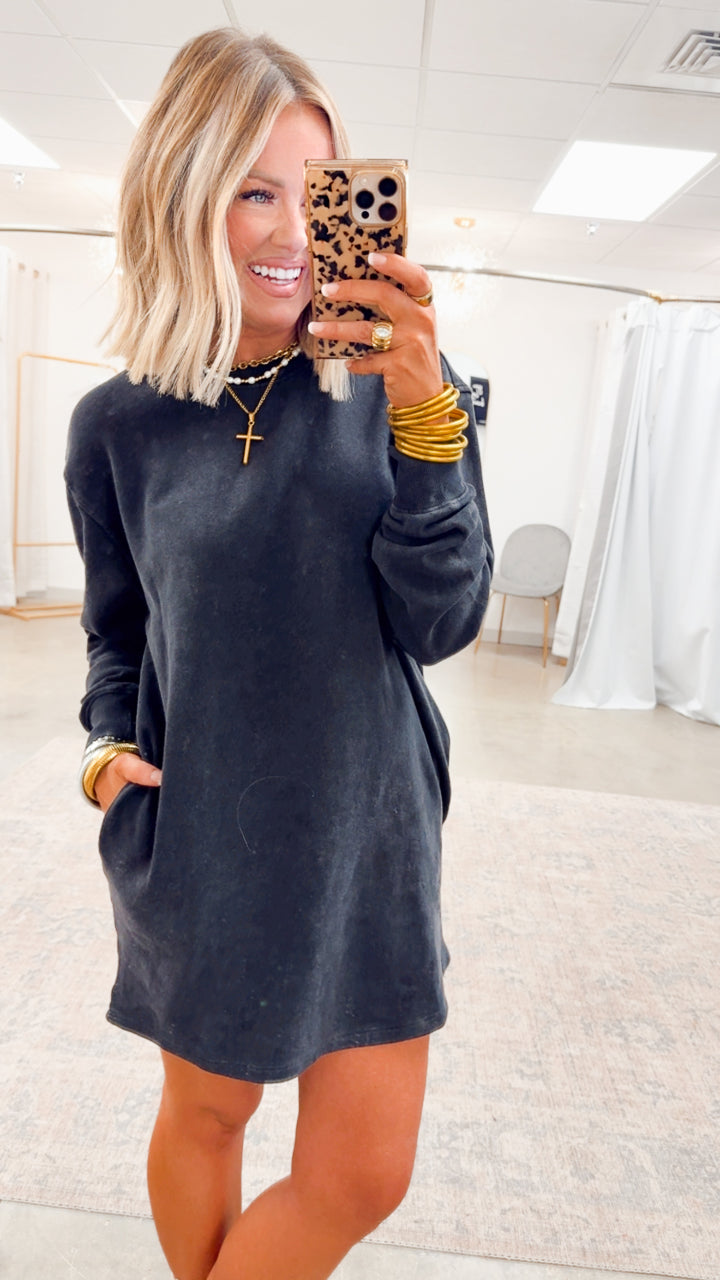 Mila Sweatshirt Dress-Black