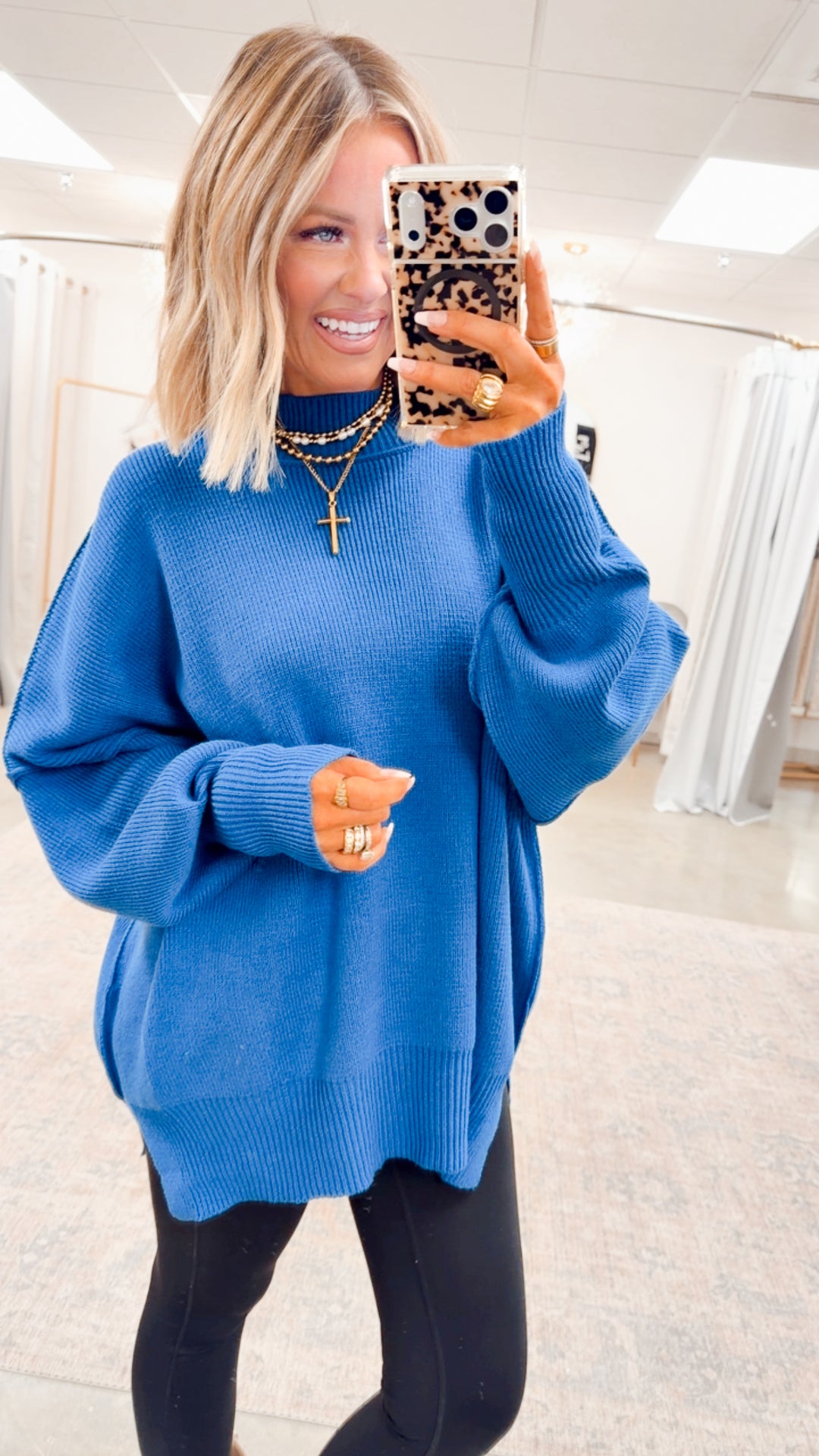 Classic Blue Chill Mock Neck Sweater