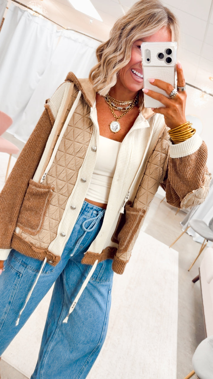 The Ashbury Layered Hoodie Jacket-Oat/Chocolate