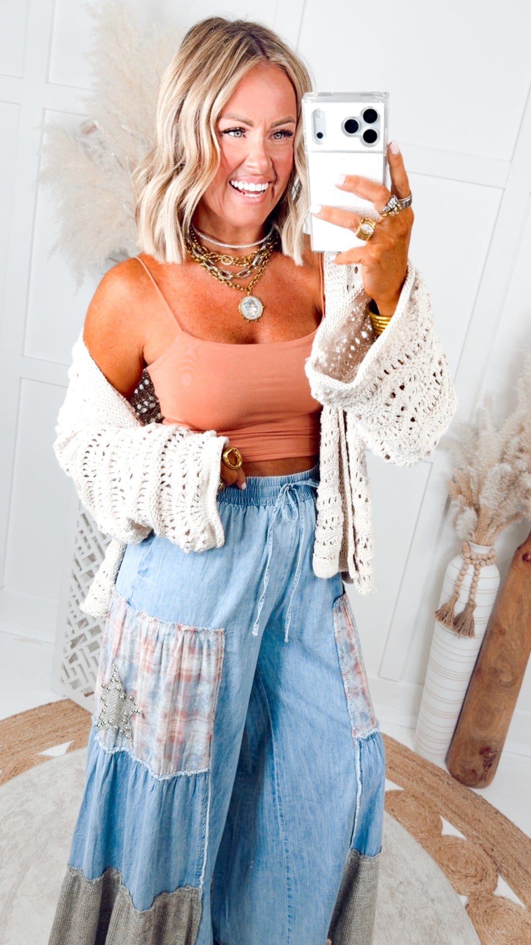Cropped Spaghetti Tank-Papaya
