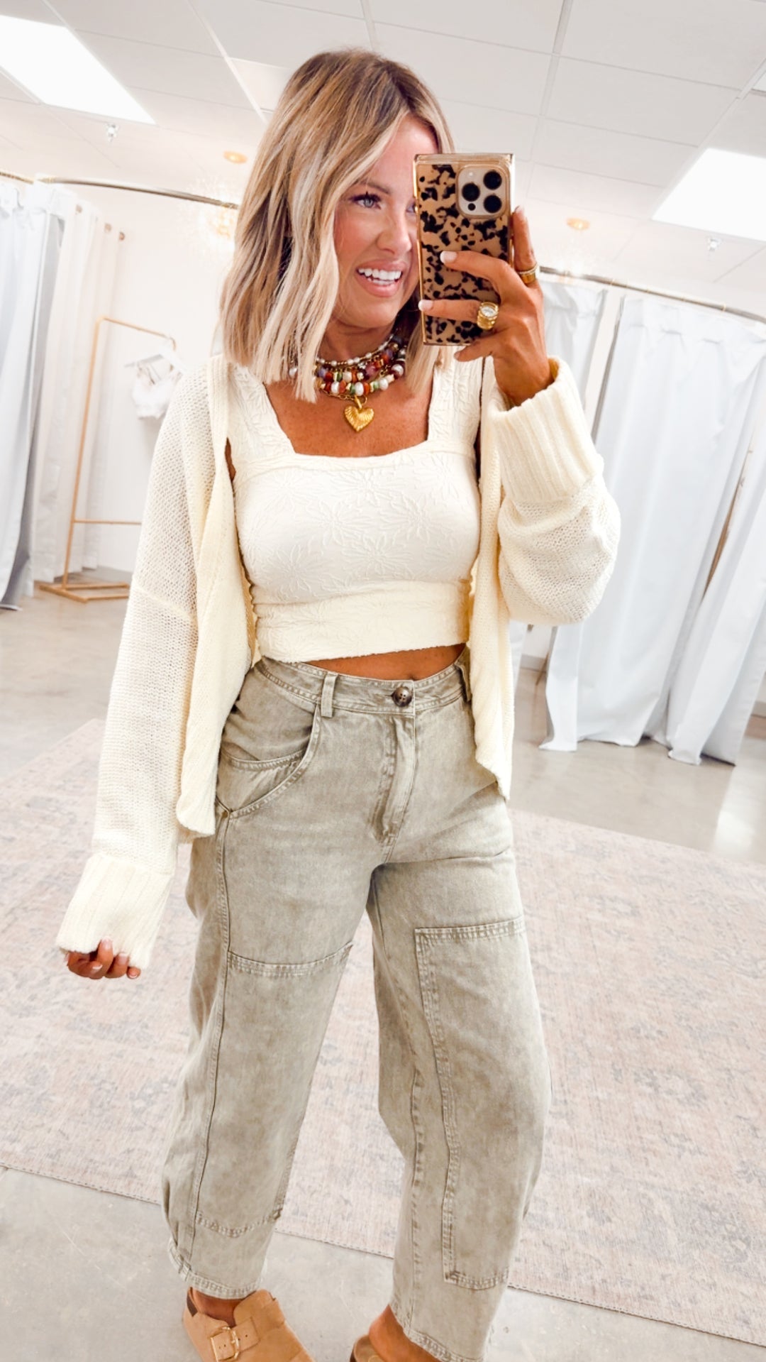 Olive Grove Mineral Wash Barrel Jeans